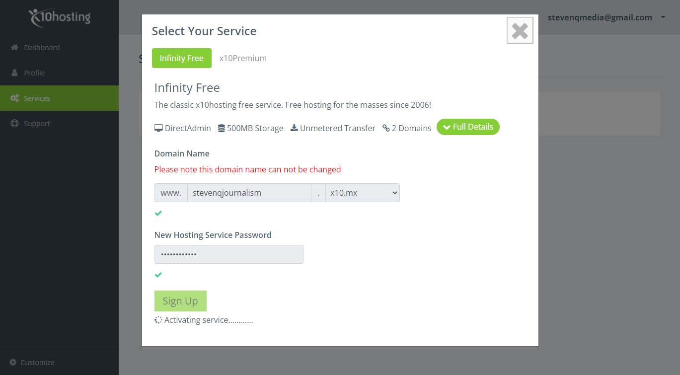 Creating a domain password