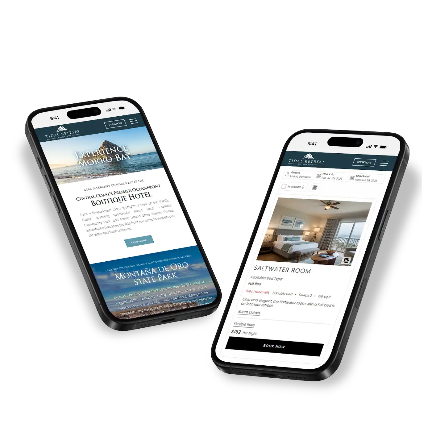 Mobile experience of the new Tidal Retreat website