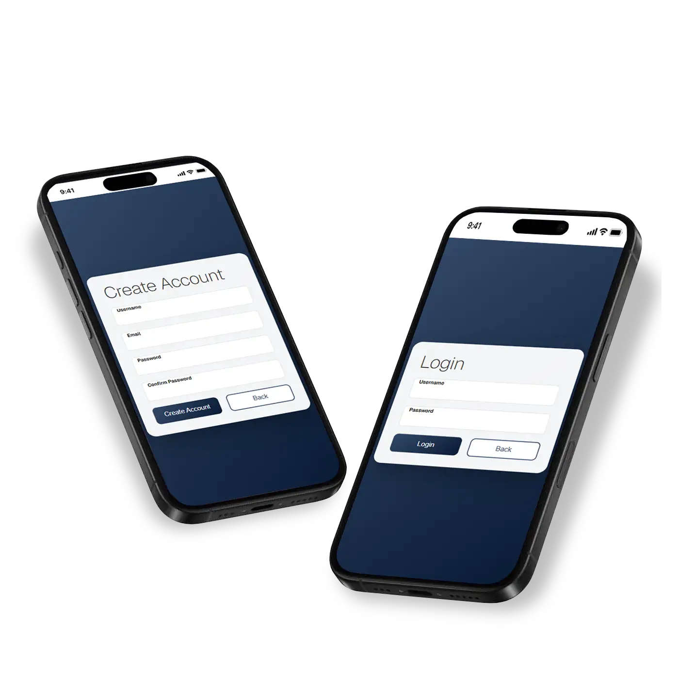 Login / Register screens